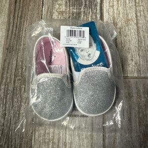 Gerber Silver Glitter Crib Shoes
